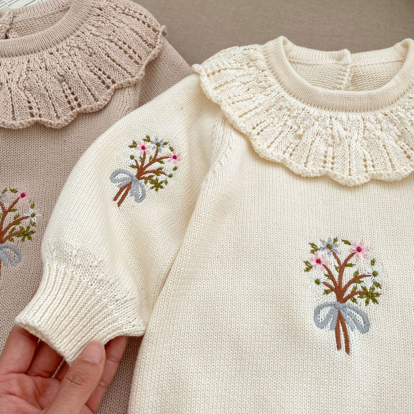 Vintage Floral Knitted Baby Bubble Romper