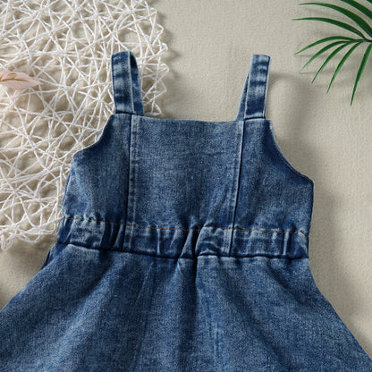 The Piper Denim Ruffle Pinafore