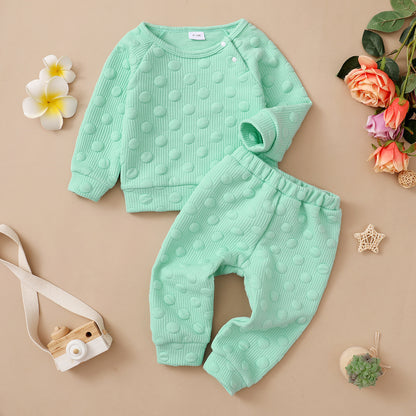 Baby Dot Jacquard Lounge Set – Textured Knit 2-Piece