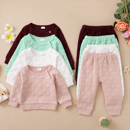 Baby Dot Jacquard Lounge Set – Textured Knit 2-Piece