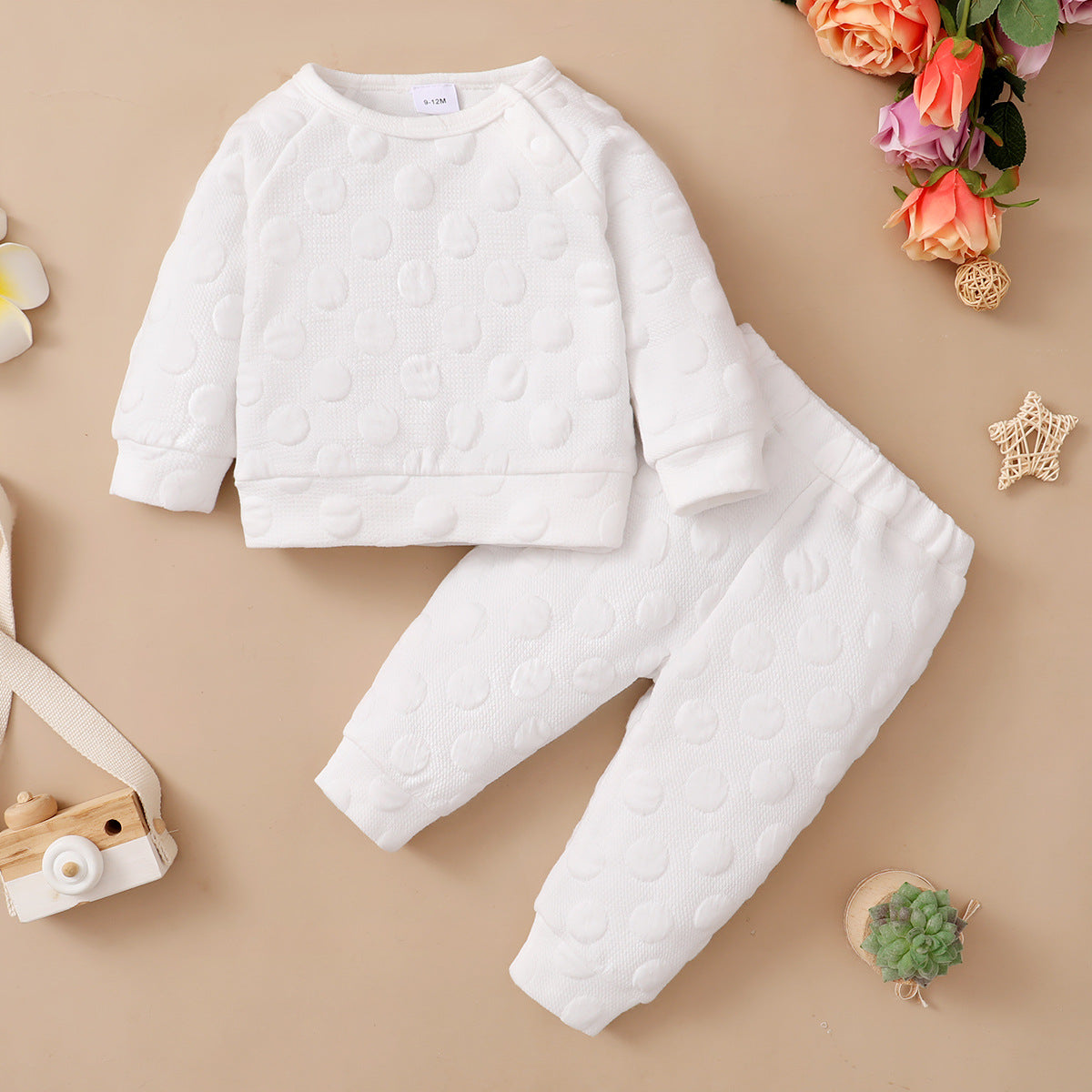 Baby Dot Jacquard Lounge Set – Textured Knit 2-Piece