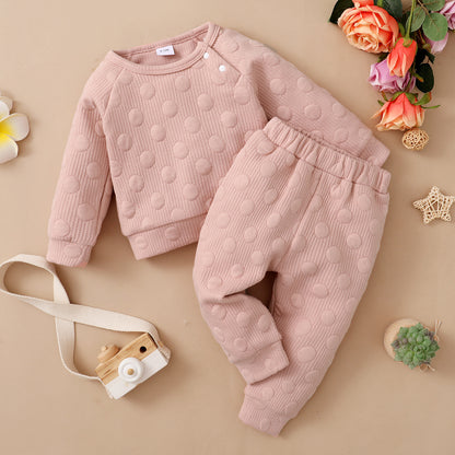 Baby Dot Jacquard Lounge Set – Textured Knit 2-Piece