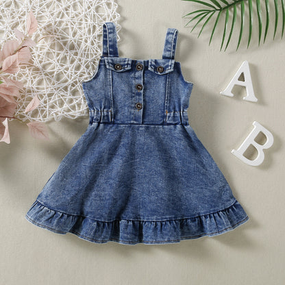 The Piper Denim Ruffle Pinafore