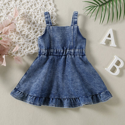The Piper Denim Ruffle Pinafore