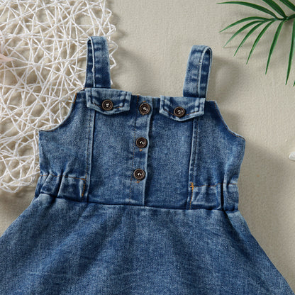 The Piper Denim Ruffle Pinafore