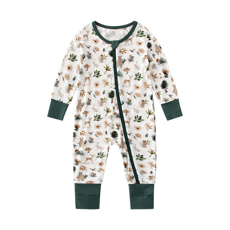 Evergreen Forest Baby Zipper Pajamas – Soft Knit Sleeper