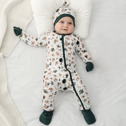Evergreen Forest Baby Zipper Pajamas – Soft Knit Sleeper